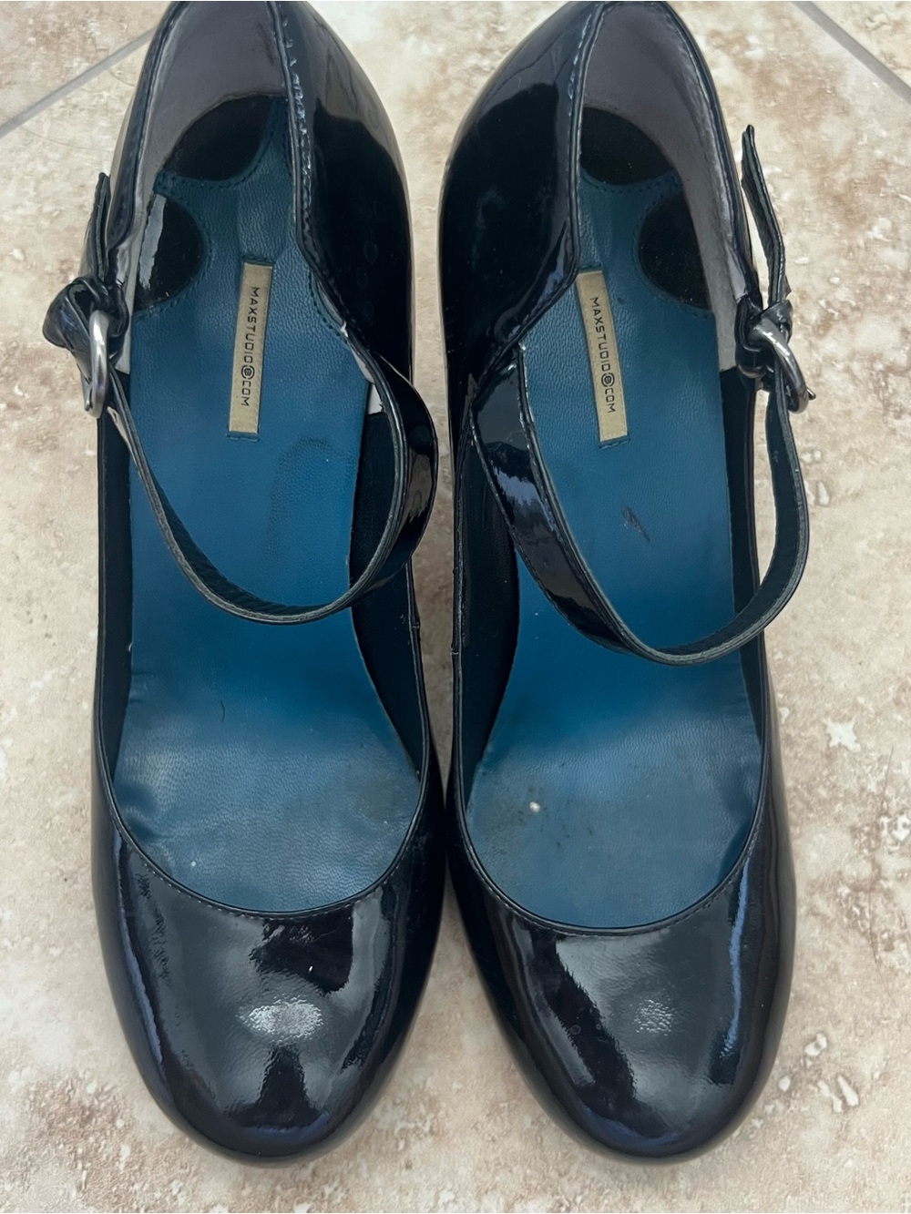 Max Studio Black Patent Mary Jane Heels with Ankle Strap - Picture 4 of 5